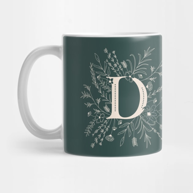 Botanical Letter D (Forest Green) by Cascade Patterns